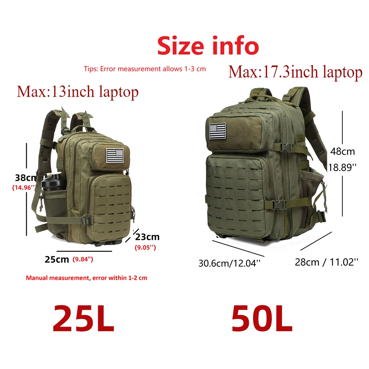 25L/50L Tactical GYM Backpack